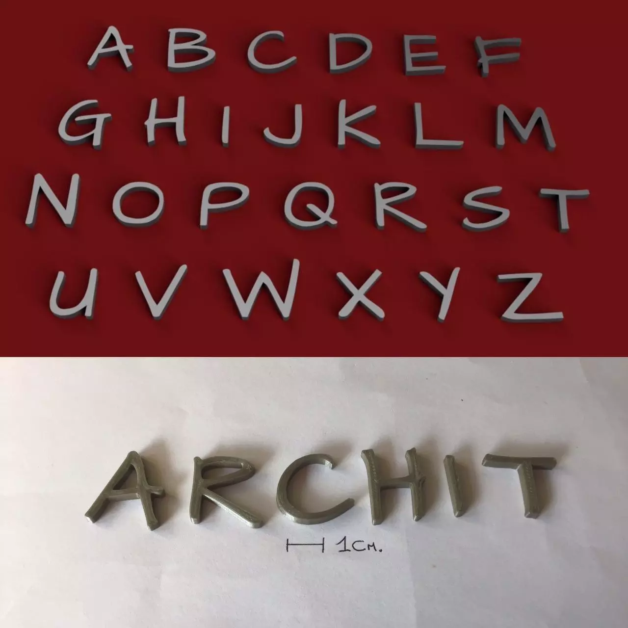 ARCHIT uppercase and lowercase 3D Letters STL FILE 3D print model_0