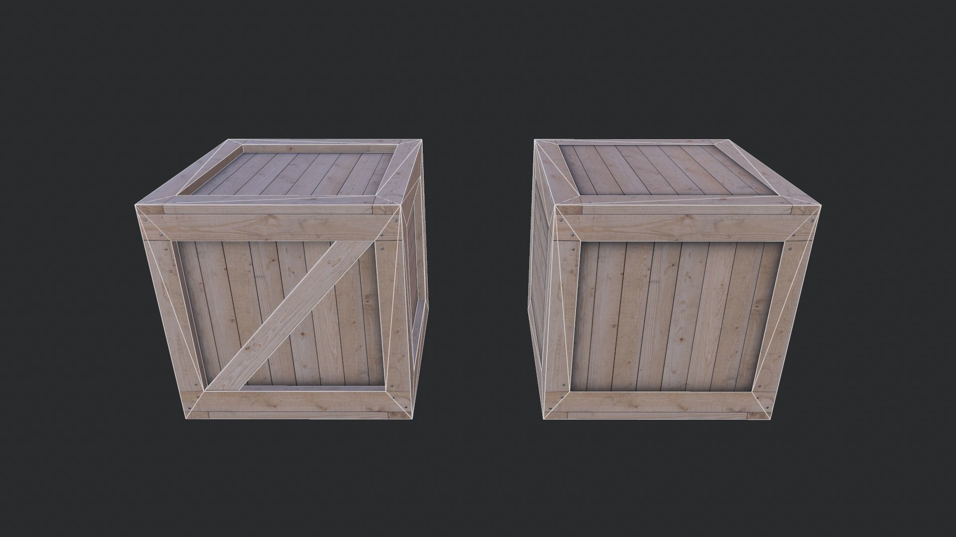Wooden Box 01 Low-poly 3D model_5