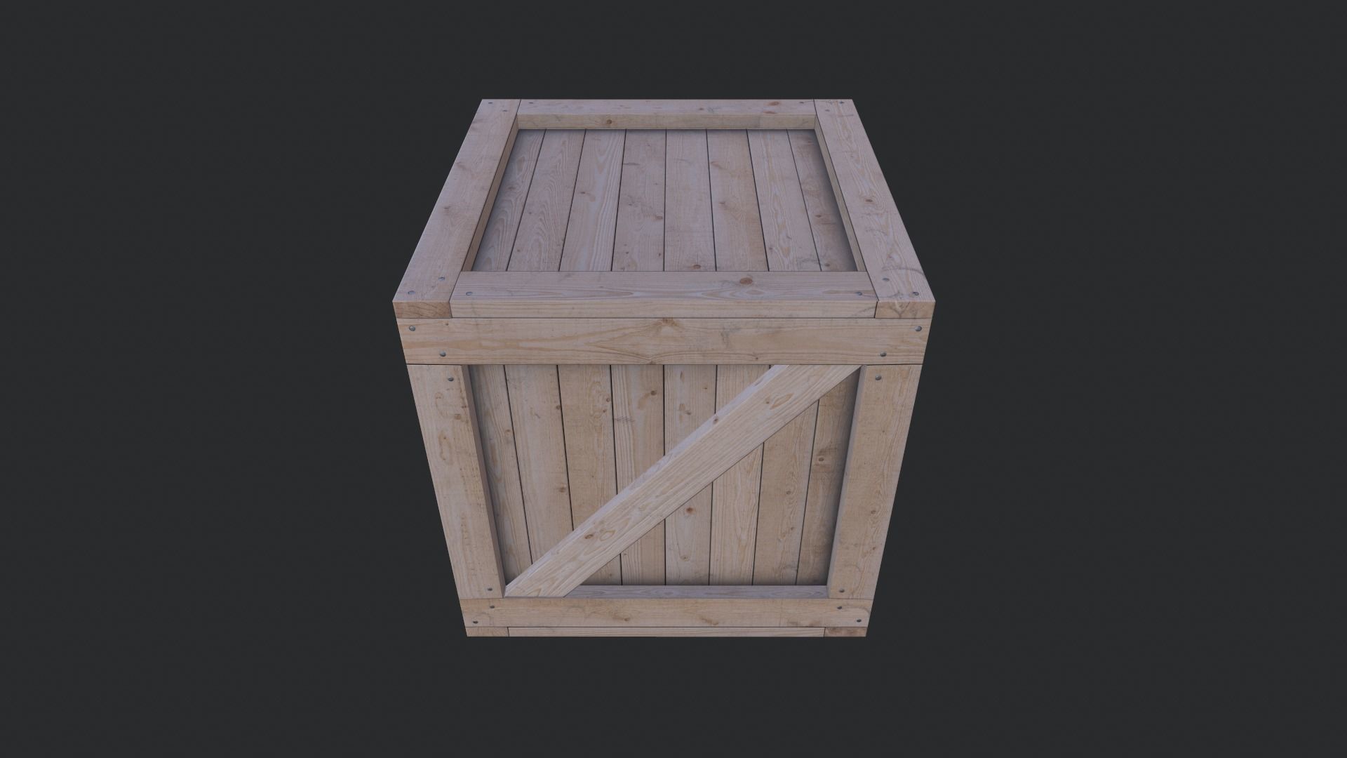 Wooden Box 01 Low-poly 3D model_1