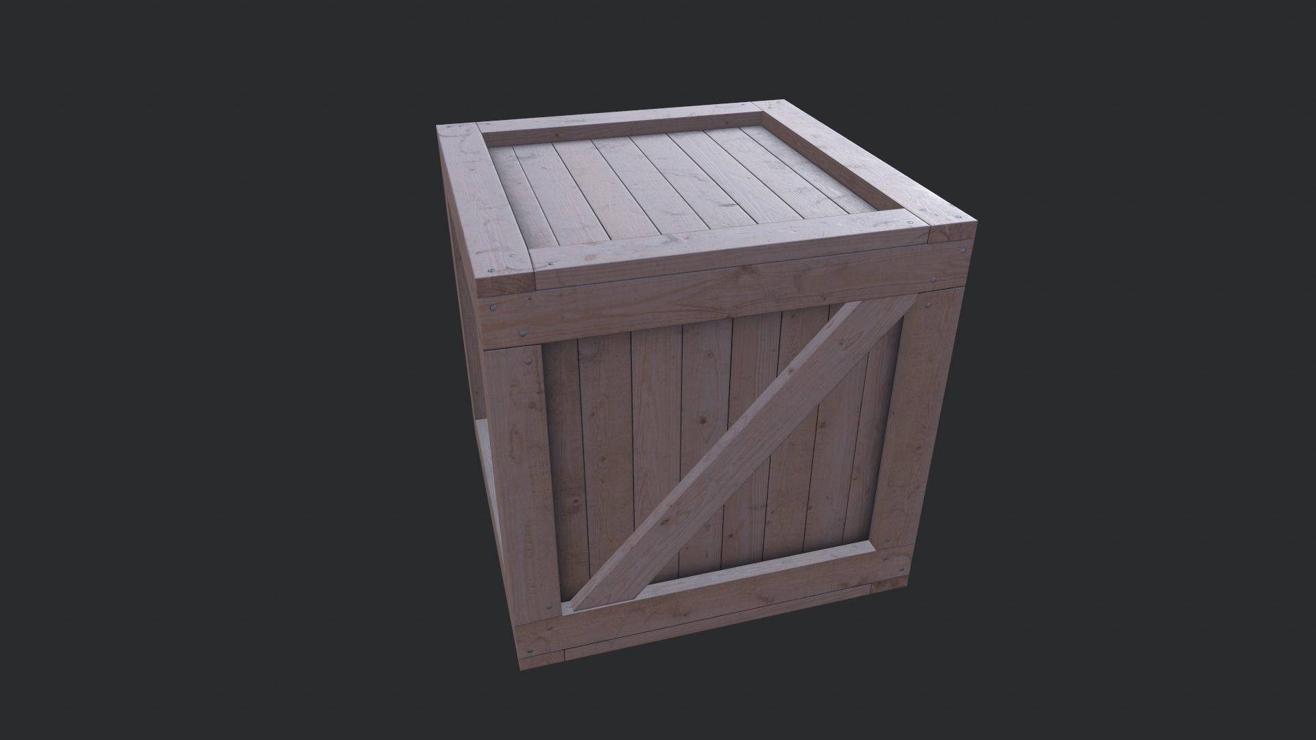 Wooden Box 01 Low-poly 3D model_3