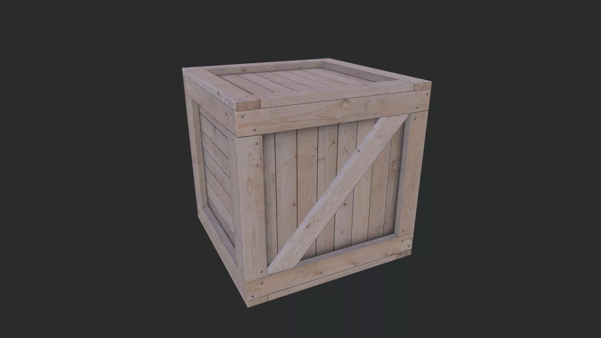 Wooden Box 01 Low-poly 3D model_0