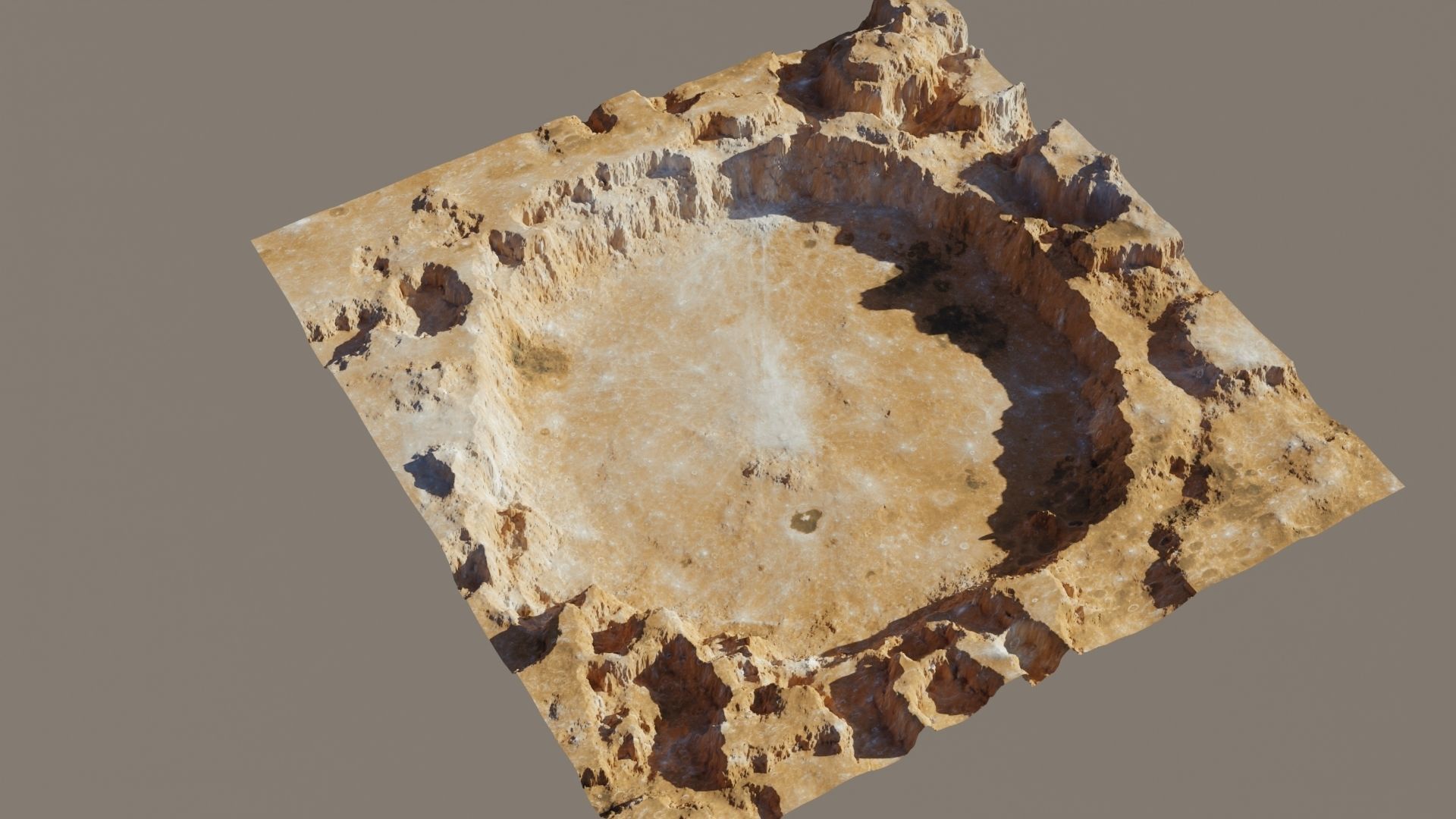 Crater 3D model stone bowl with hole in middle 3D model_3