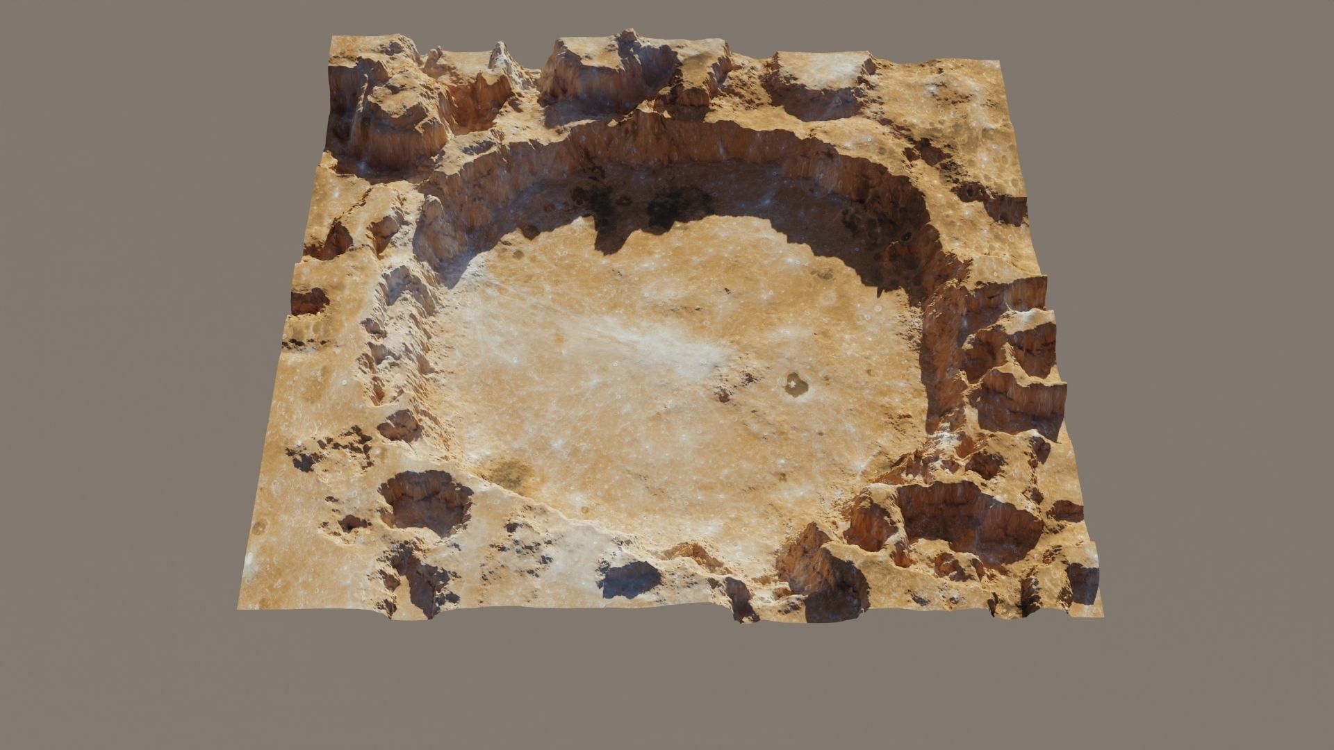 Crater 3D model stone bowl with hole in middle 3D model_7