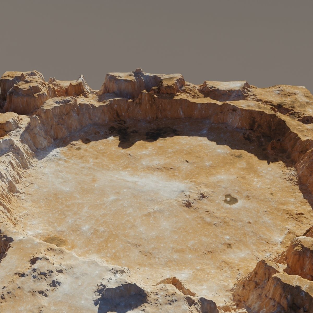 Crater 3D model stone bowl with hole in middle 3D model_11