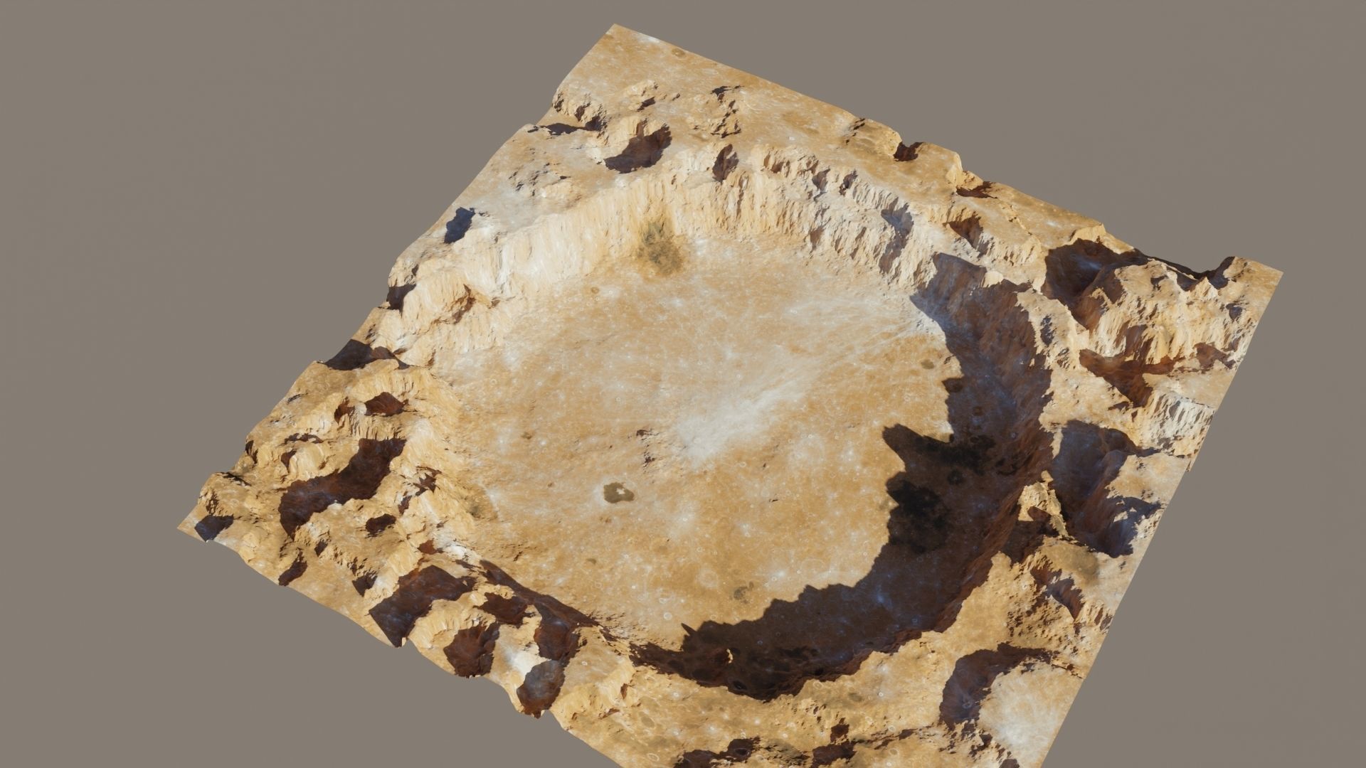 Crater 3D model stone bowl with hole in middle 3D model_2