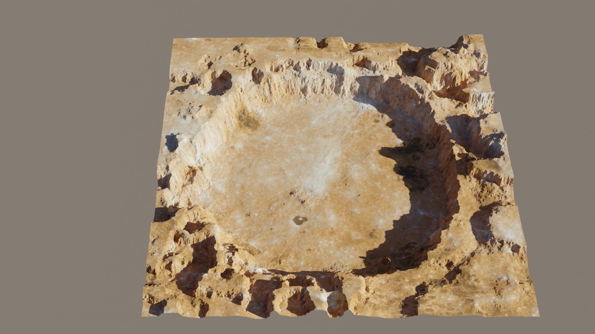 Crater 3D model stone bowl with hole in middle 3D model_1