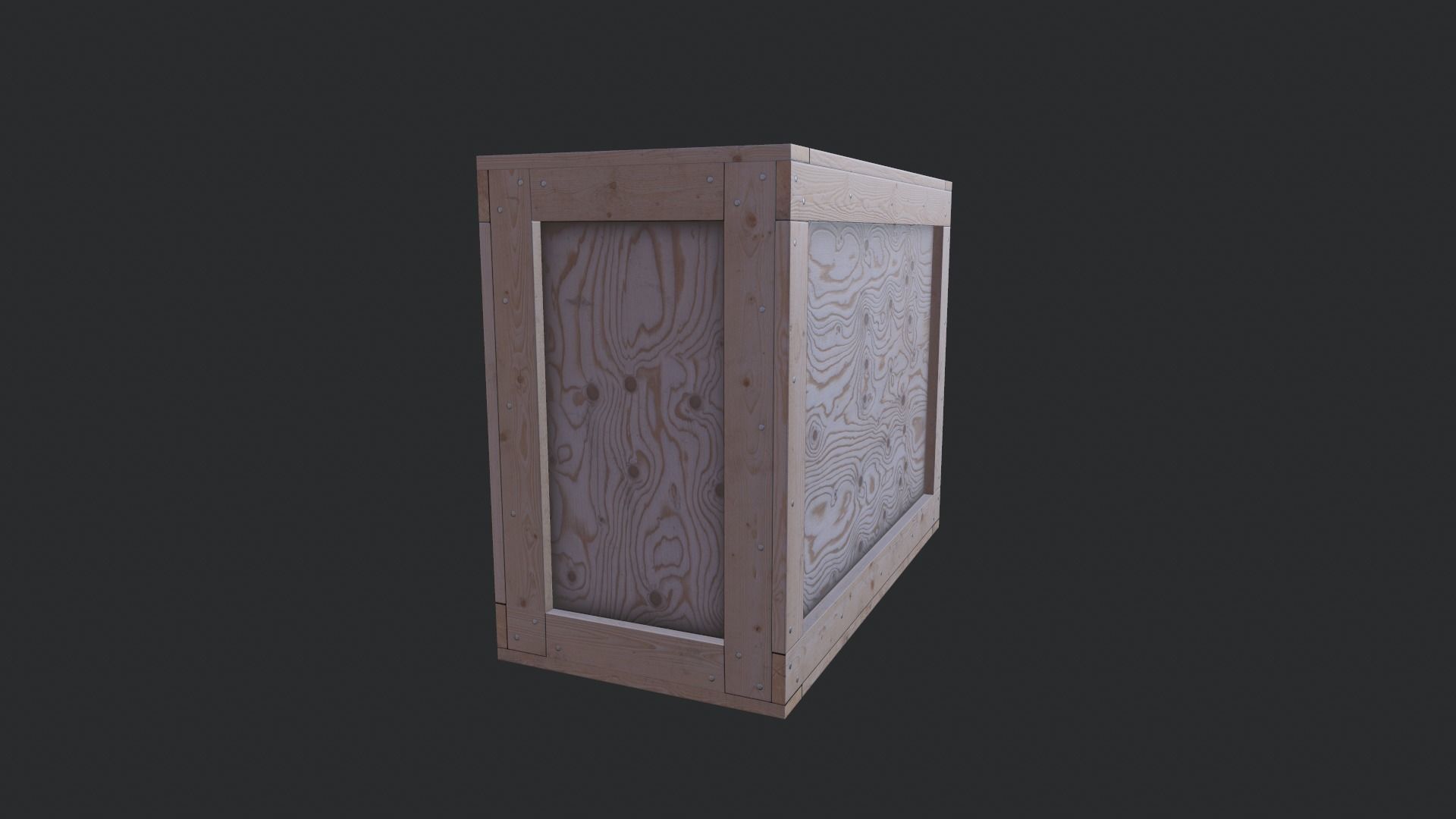 Wooden Box 03 Low-poly 3D model_2