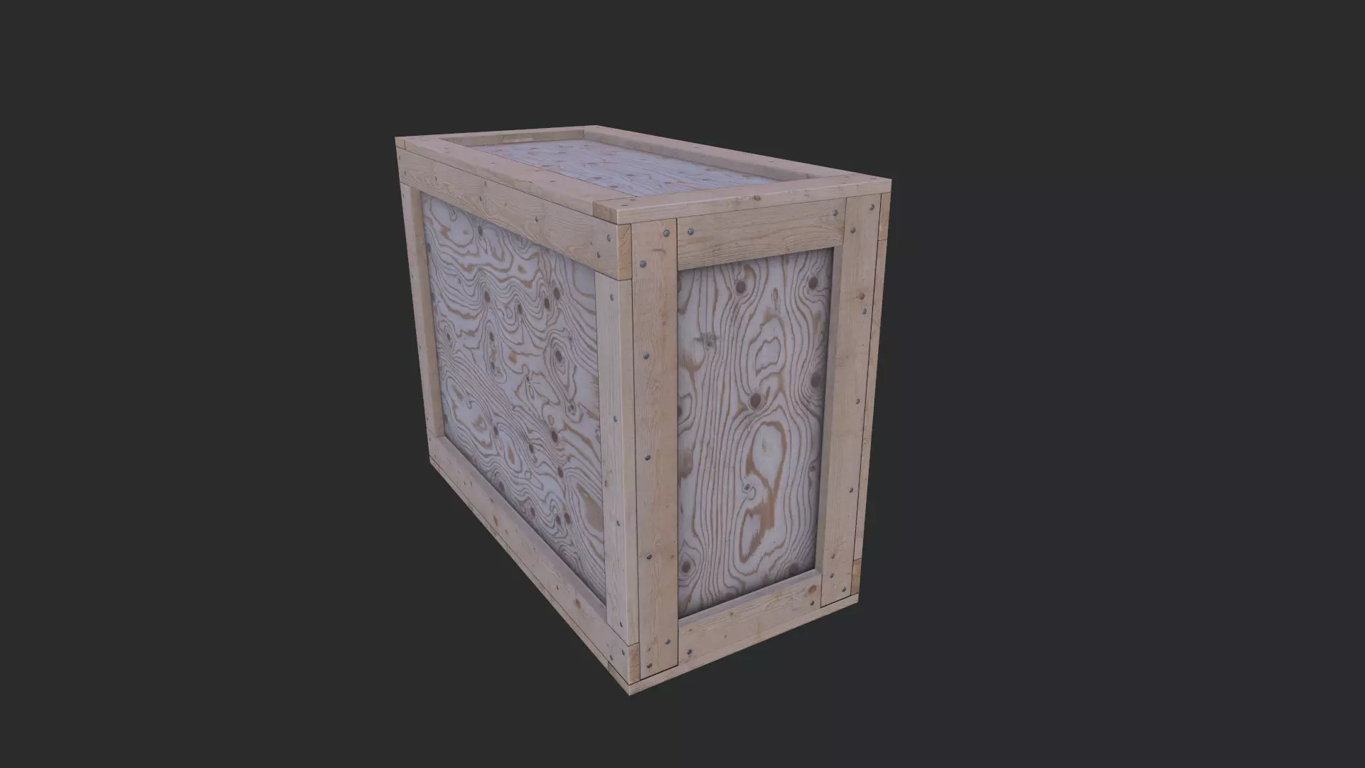 Wooden Box 03 Low-poly 3D model_0