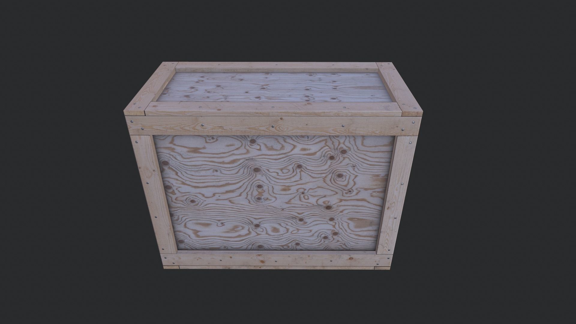 Wooden Box 03 Low-poly 3D model_1
