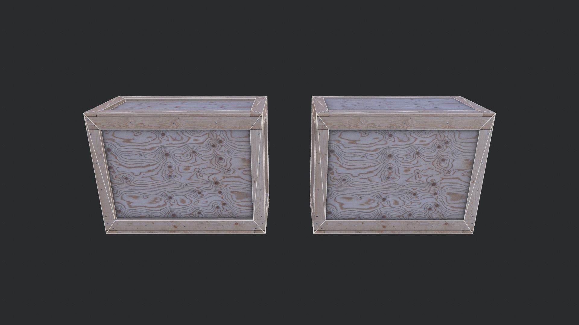 Wooden Box 03 Low-poly 3D model_4