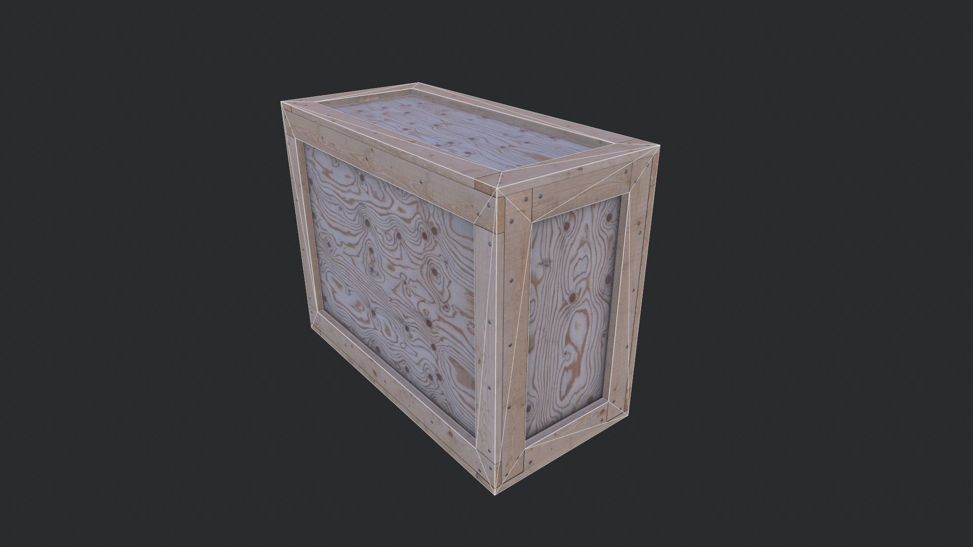 Wooden Box 03 Low-poly 3D model_3