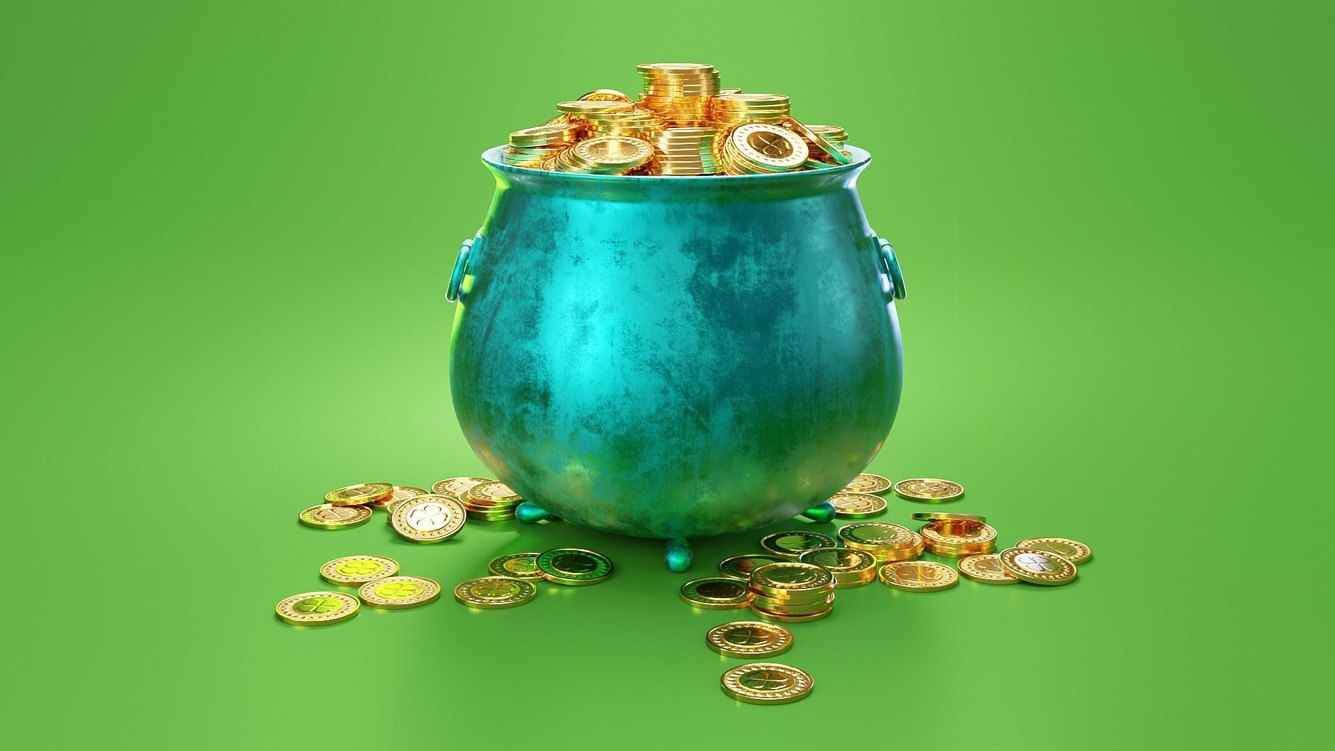 St Patricks Day Leprechaun Pot of Gold  3D model_3