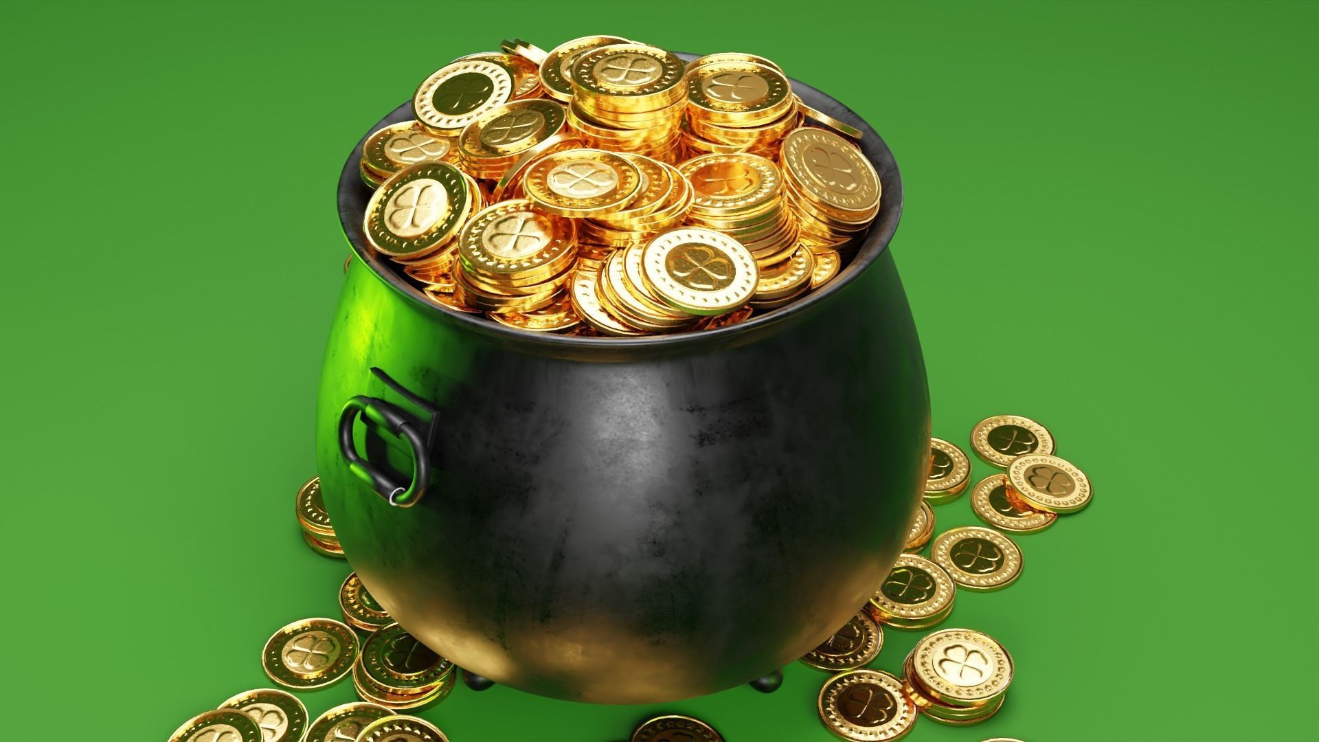 St Patricks Day Leprechaun Pot of Gold  3D model_6