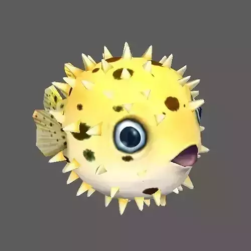 Pufferfish puffer fish with spikes Low-poly 3D model