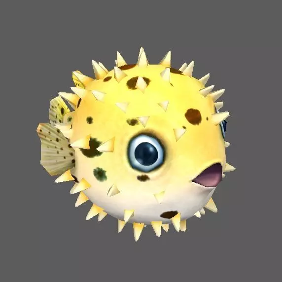 Pufferfish puffer fish with spikes Low-poly 3D model_0