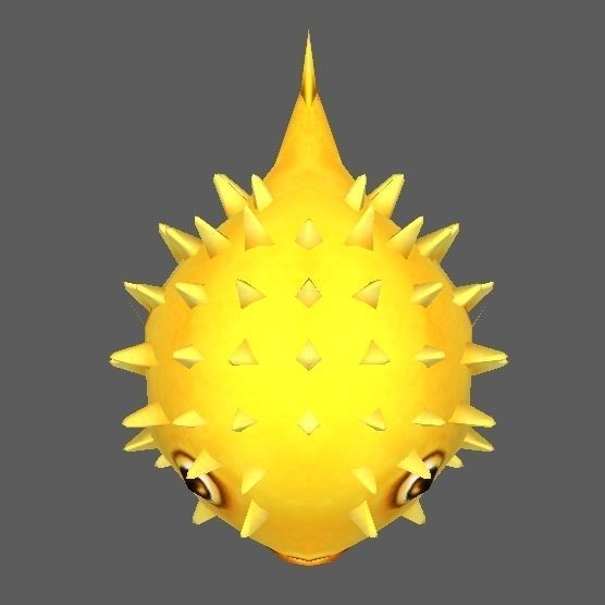 Pufferfish puffer fish with spikes Low-poly 3D model_7