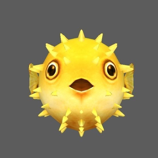 Pufferfish puffer fish with spikes Low-poly 3D model_5