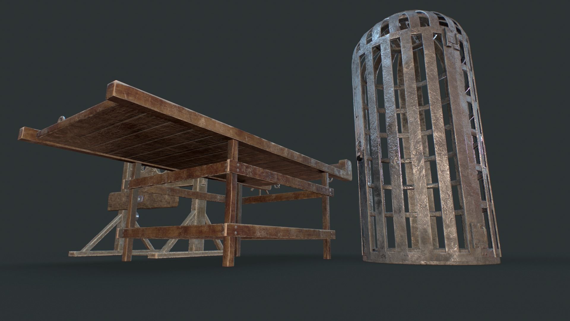 Torture dungeon set Low-poly 3D model_2