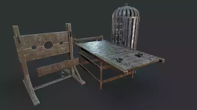 Torture dungeon set Low-poly 3D model