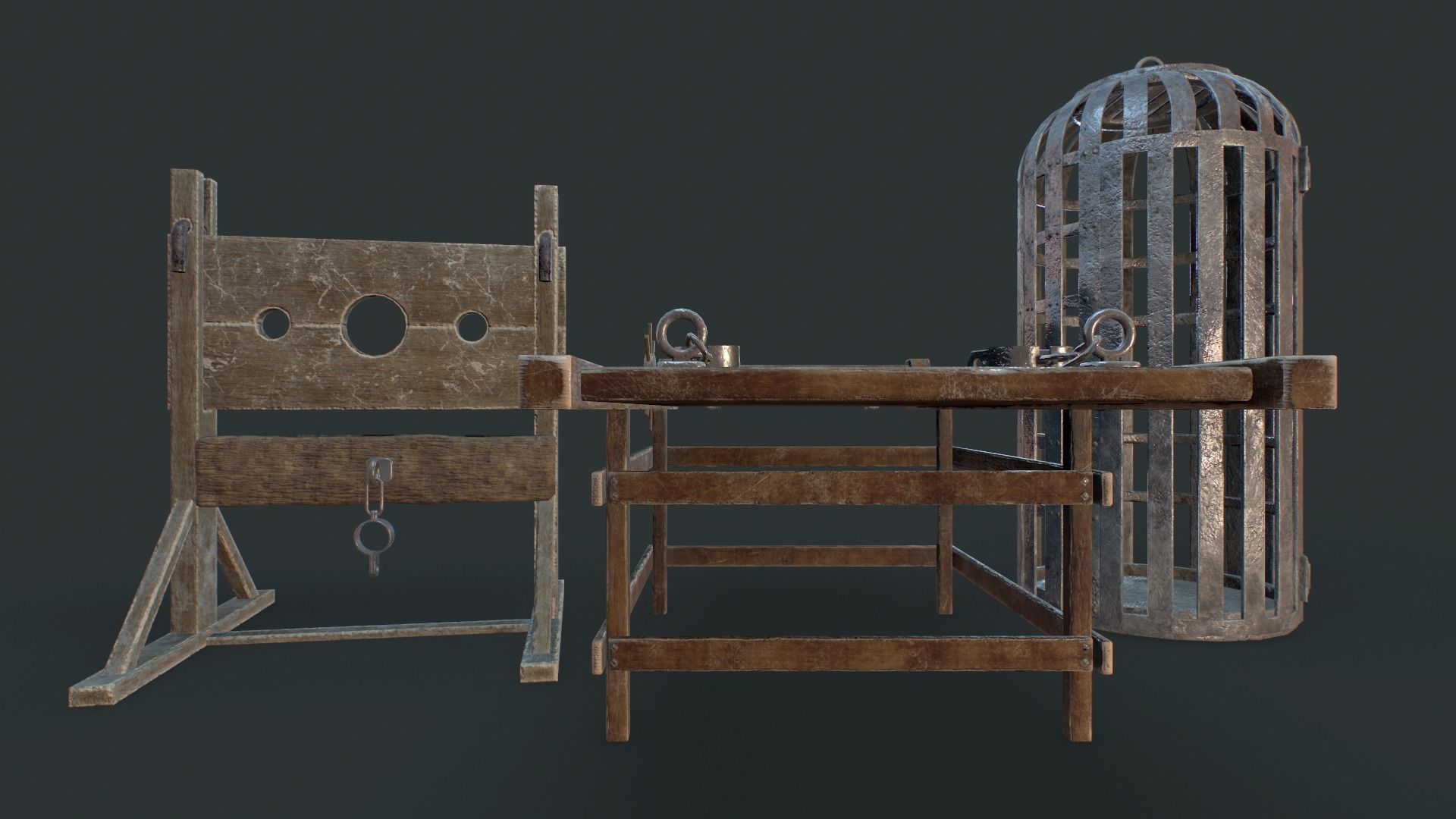 Torture dungeon set Low-poly 3D model_3