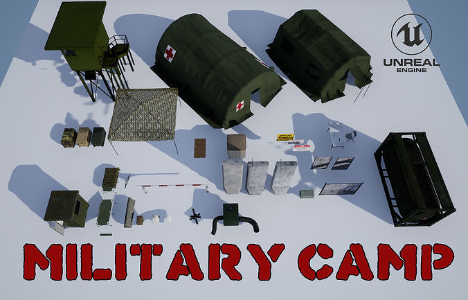 Pack Military  camp Low-poly 3D model
