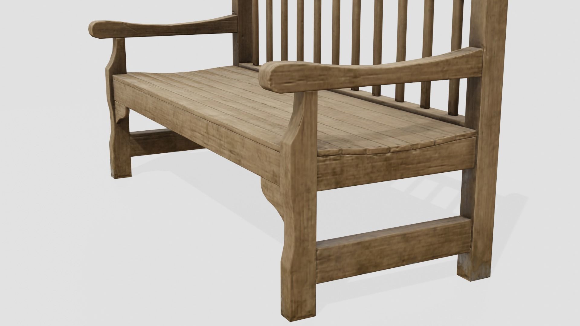 Old Wooden Bench - PBR Low-poly 3D model_4
