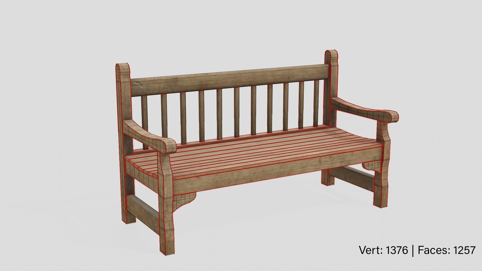 Old Wooden Bench - PBR Low-poly 3D model_2