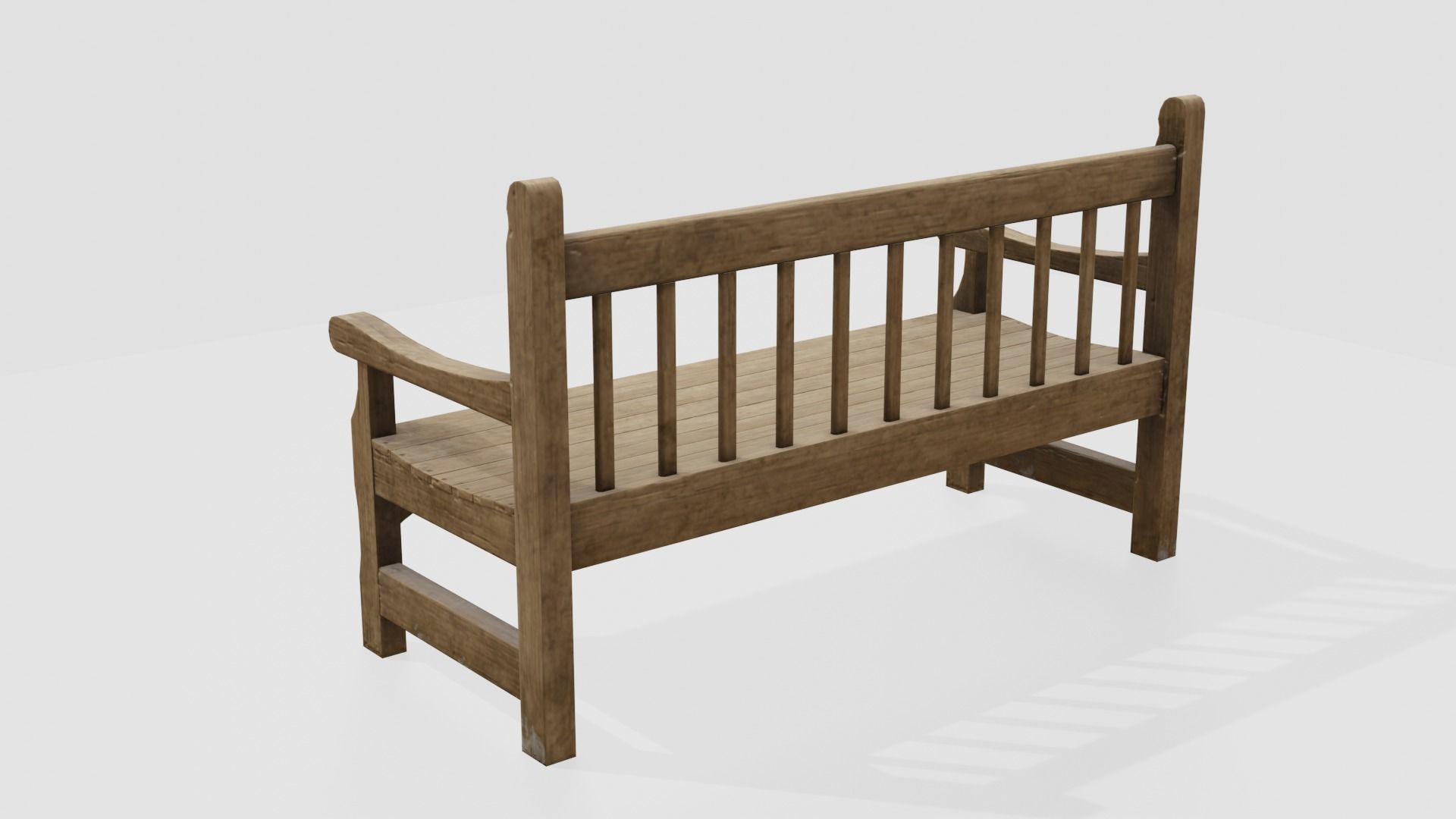 Old Wooden Bench - PBR Low-poly 3D model_3
