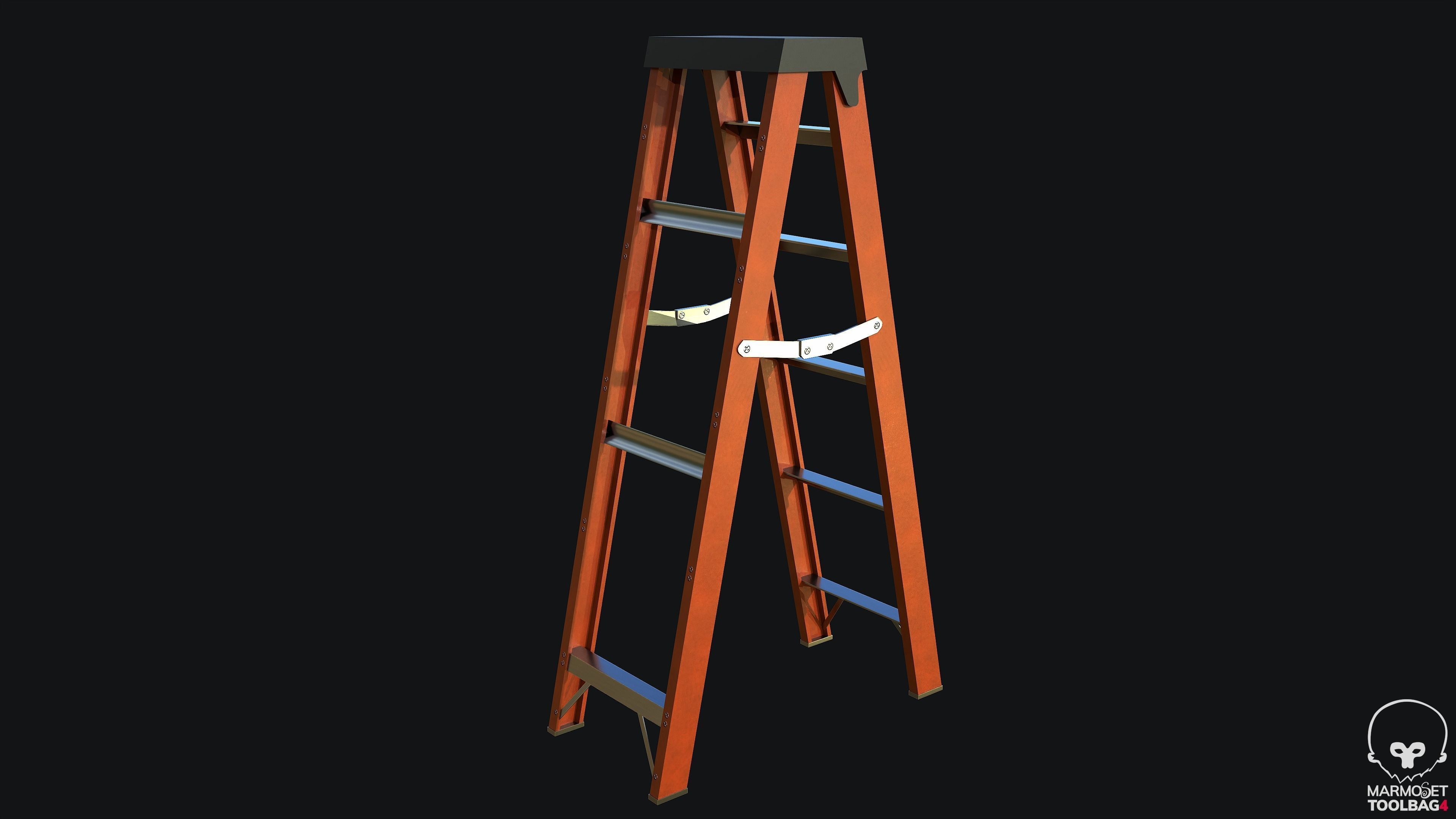 Ladder PBR Game Ready step Low-poly 3D model_1