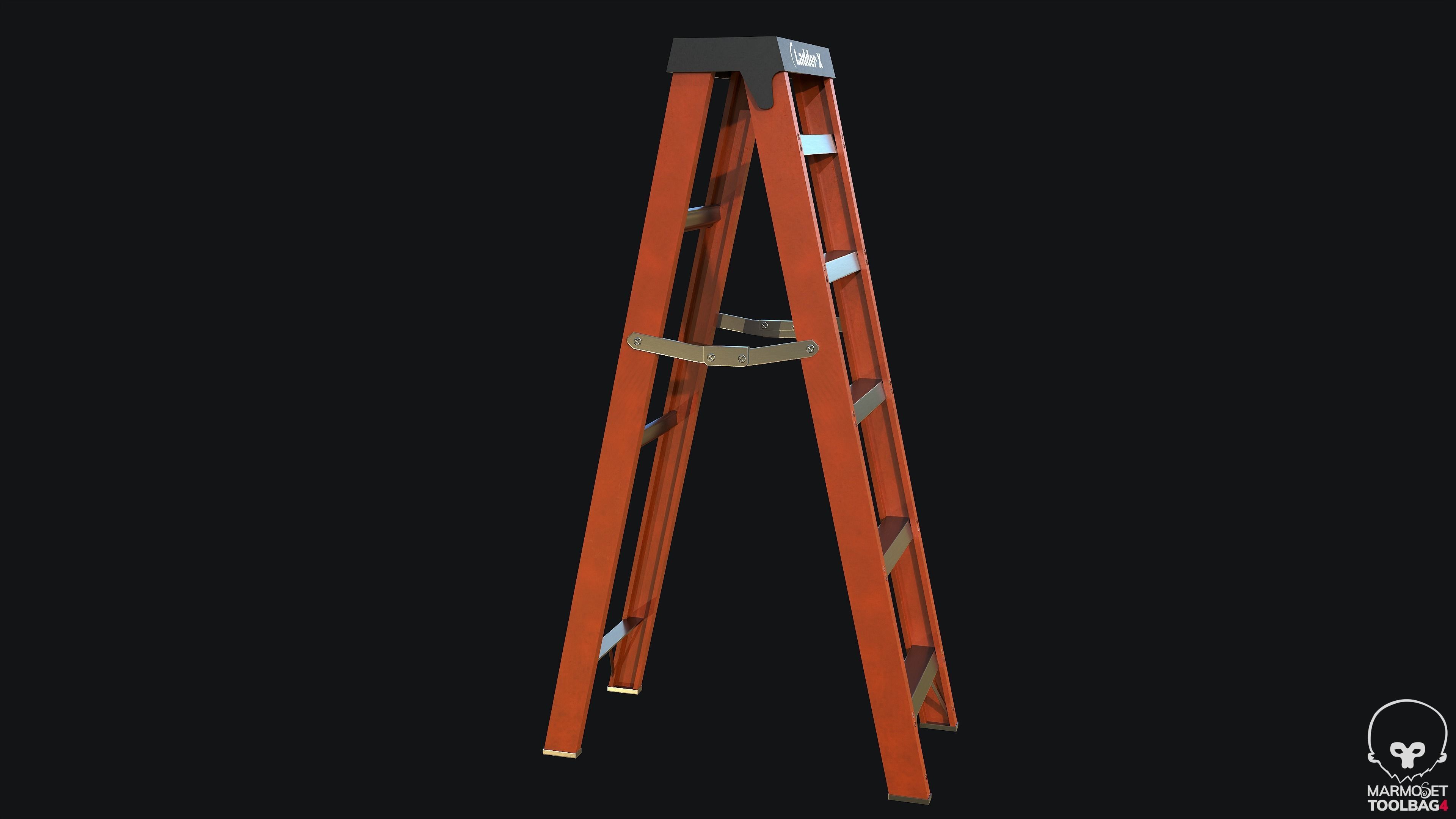 Ladder PBR Game Ready step Low-poly 3D model_4