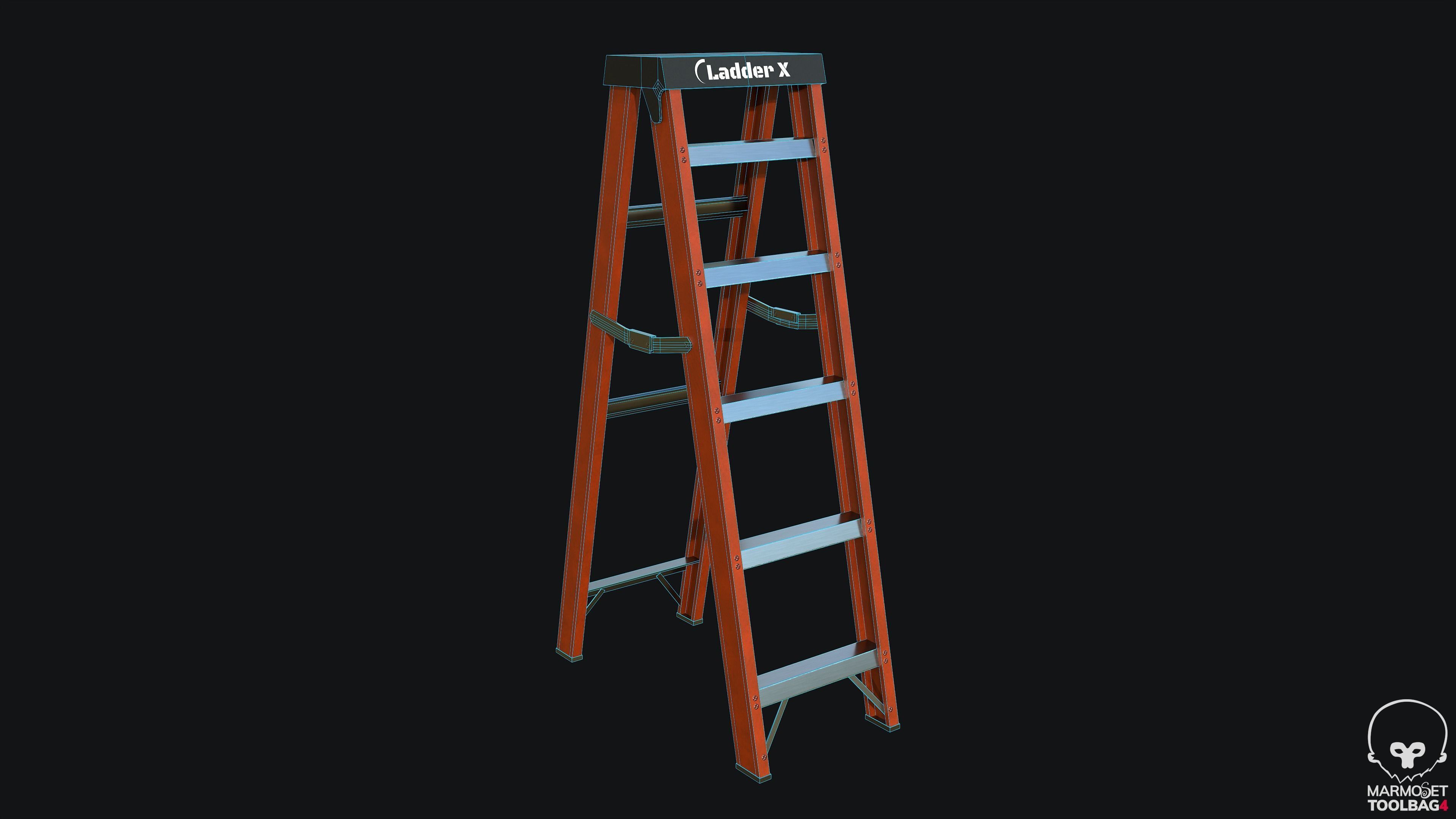 Ladder PBR Game Ready step Low-poly 3D model_2