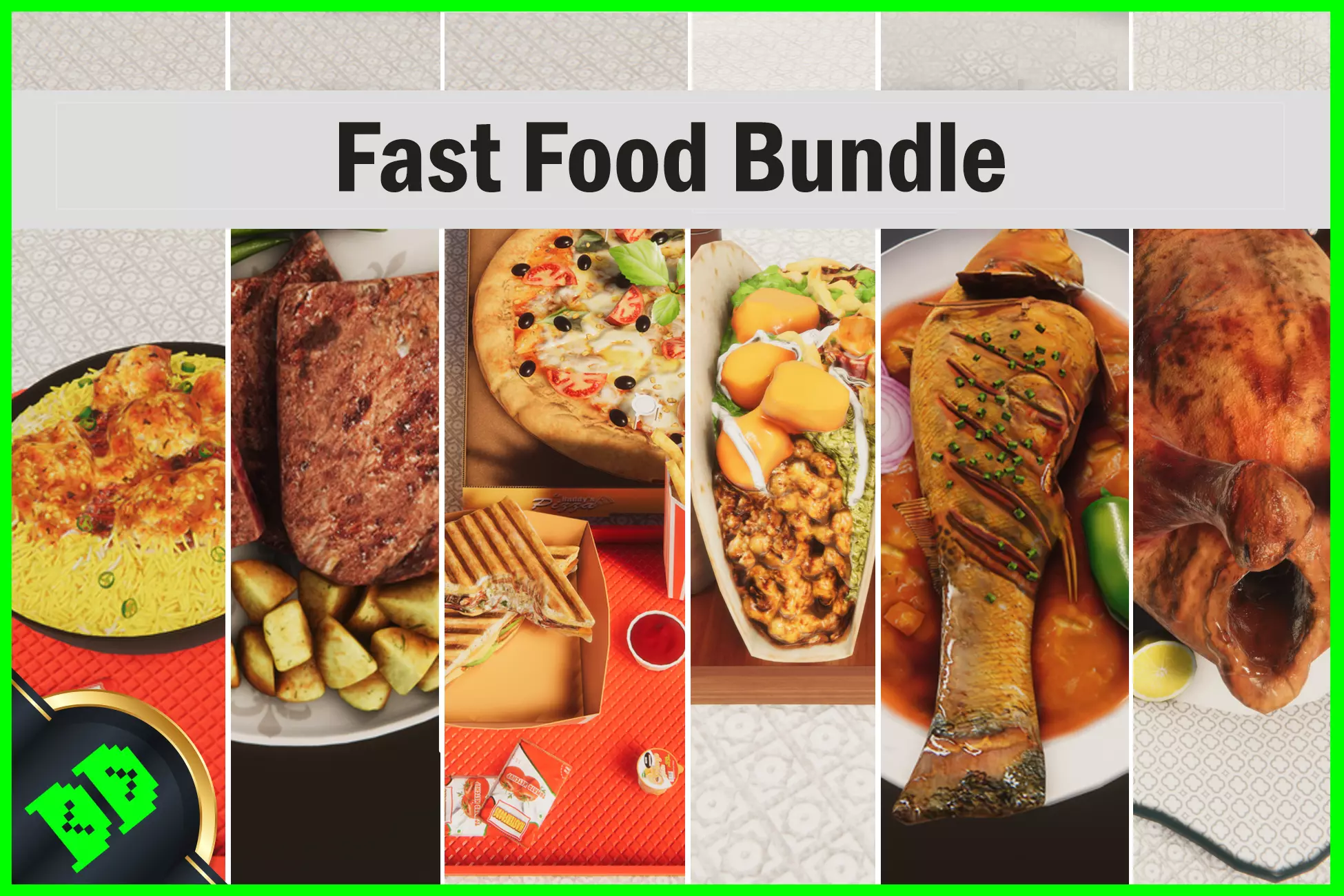 Fast Food Bundle Low-poly 3D model_0