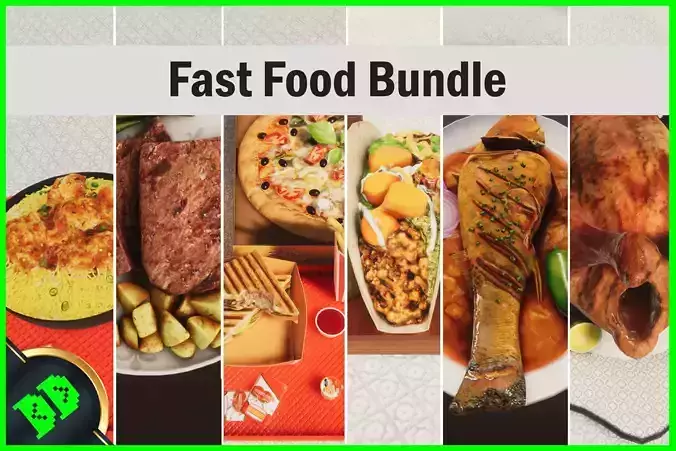Fast Food Bundle Low-poly 3D model