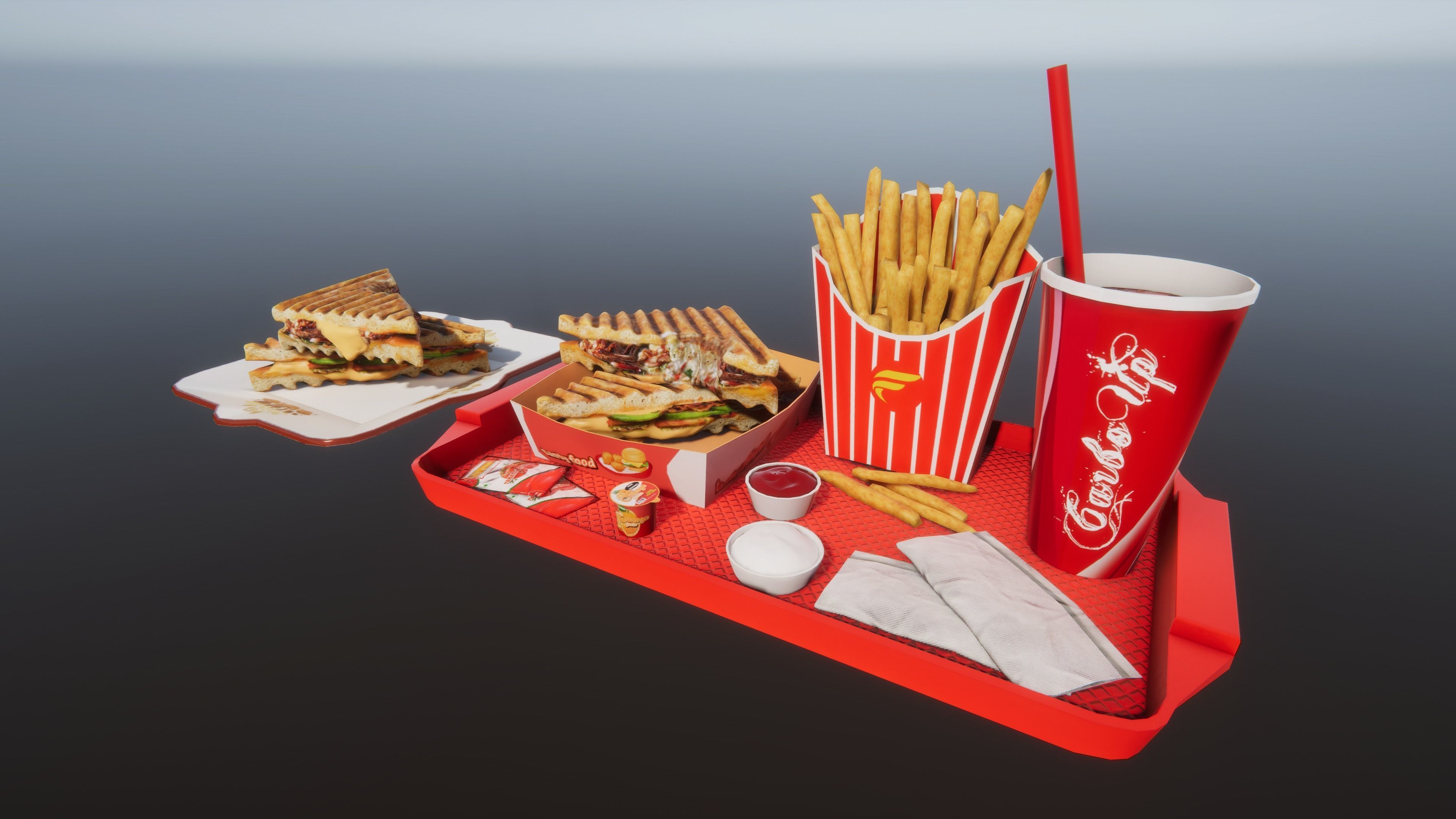 Fast Food Bundle Low-poly 3D model_15