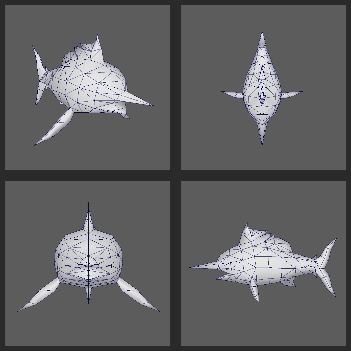 Swordfish dolphin Low-poly 3D model_8