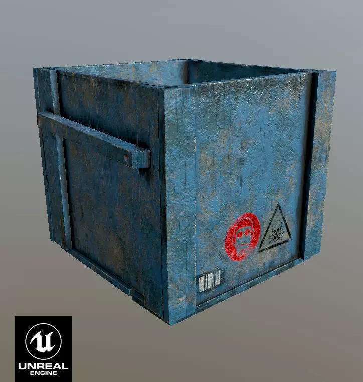 Old Wood Box low-poly 3d model 3 textures 2028x2048 Low-poly 3D model