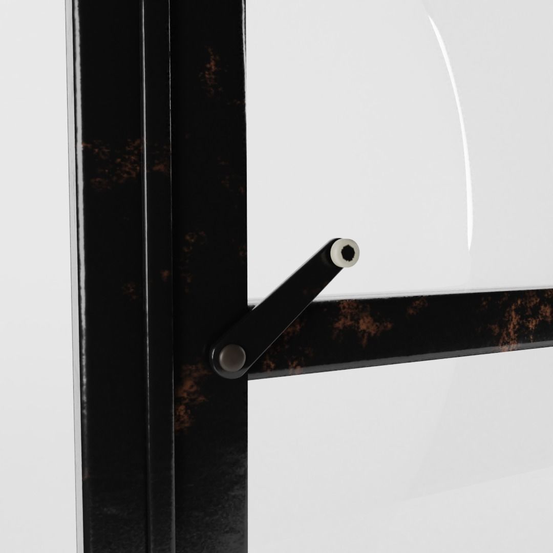 Vintage Arched Industrial Window Low-poly 3D model_2