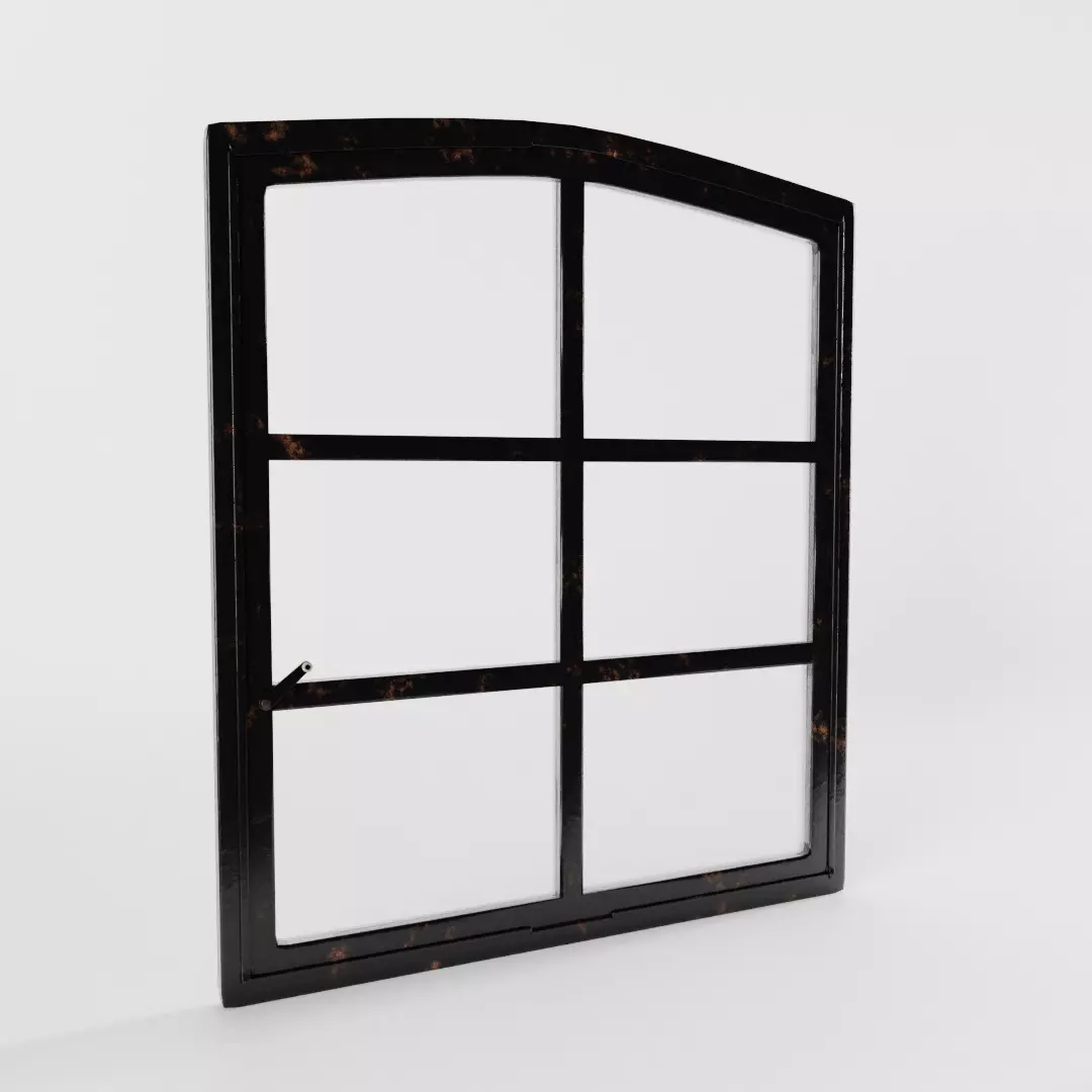 Vintage Arched Industrial Window Low-poly 3D model_0