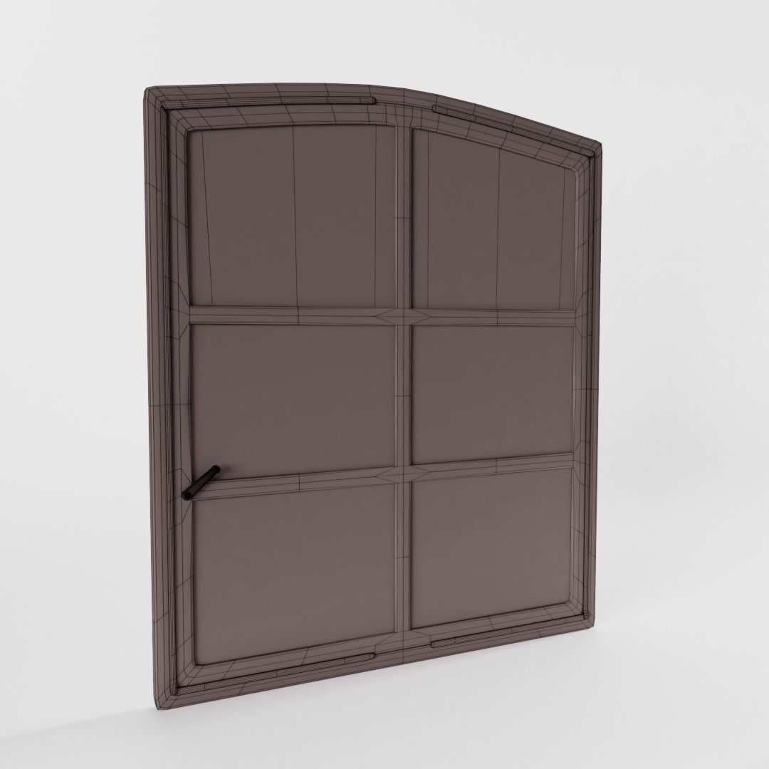 Vintage Arched Industrial Window Low-poly 3D model_4