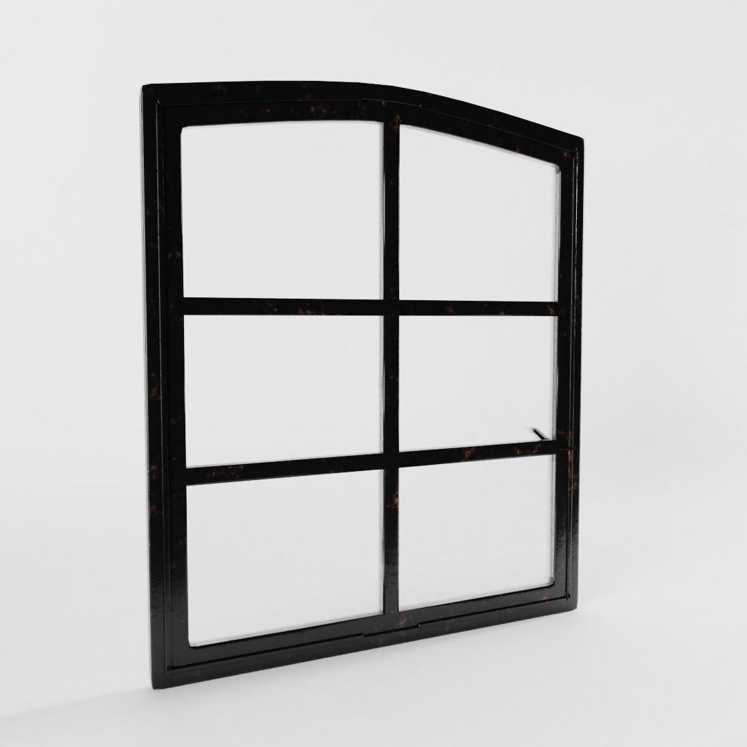 Vintage Arched Industrial Window Low-poly 3D model_1
