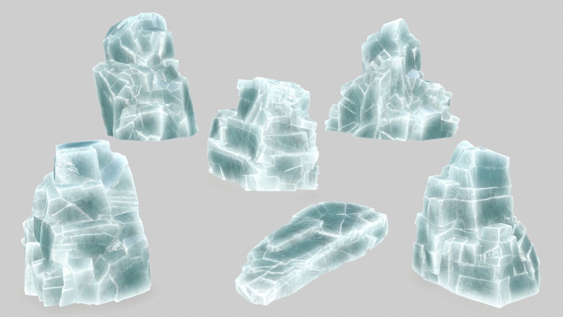 Rock Set piece of Low-poly 3D model_2