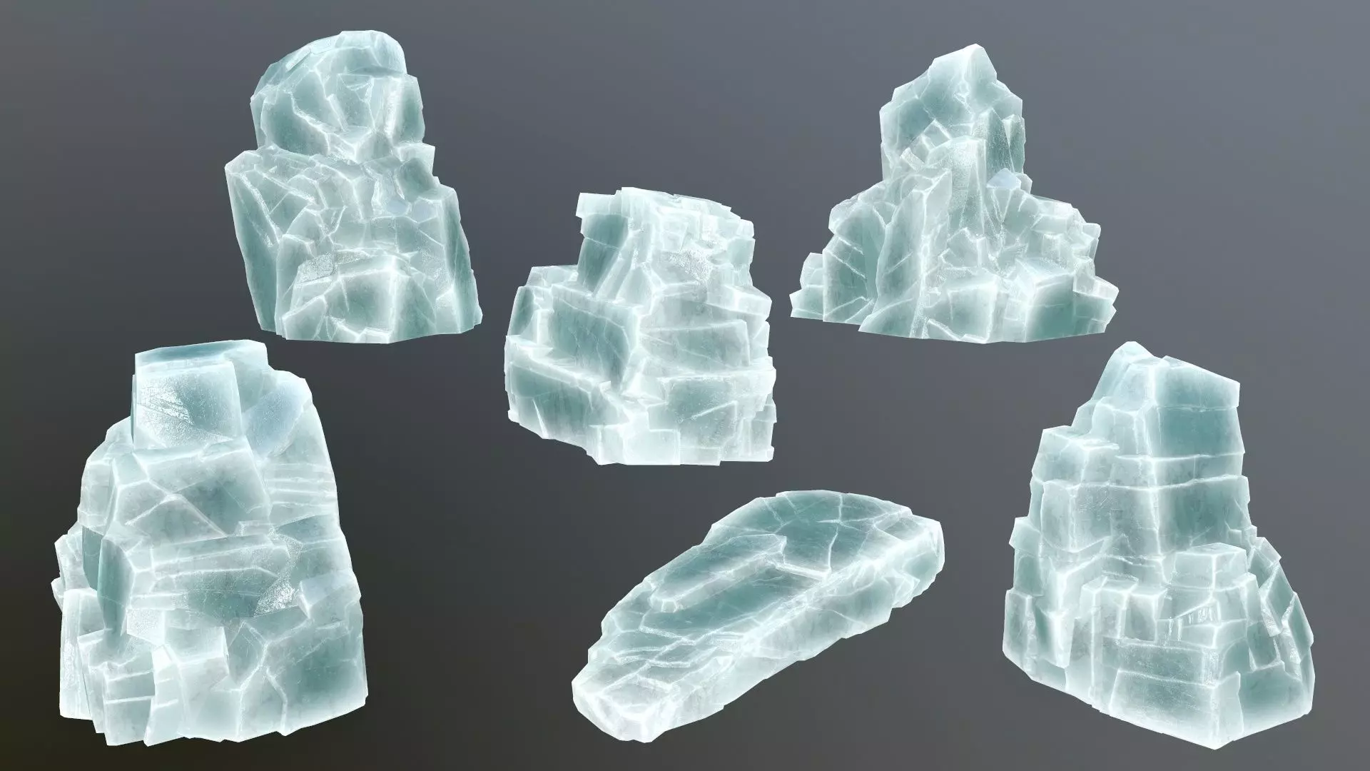 Rock Set piece of Low-poly 3D model_0