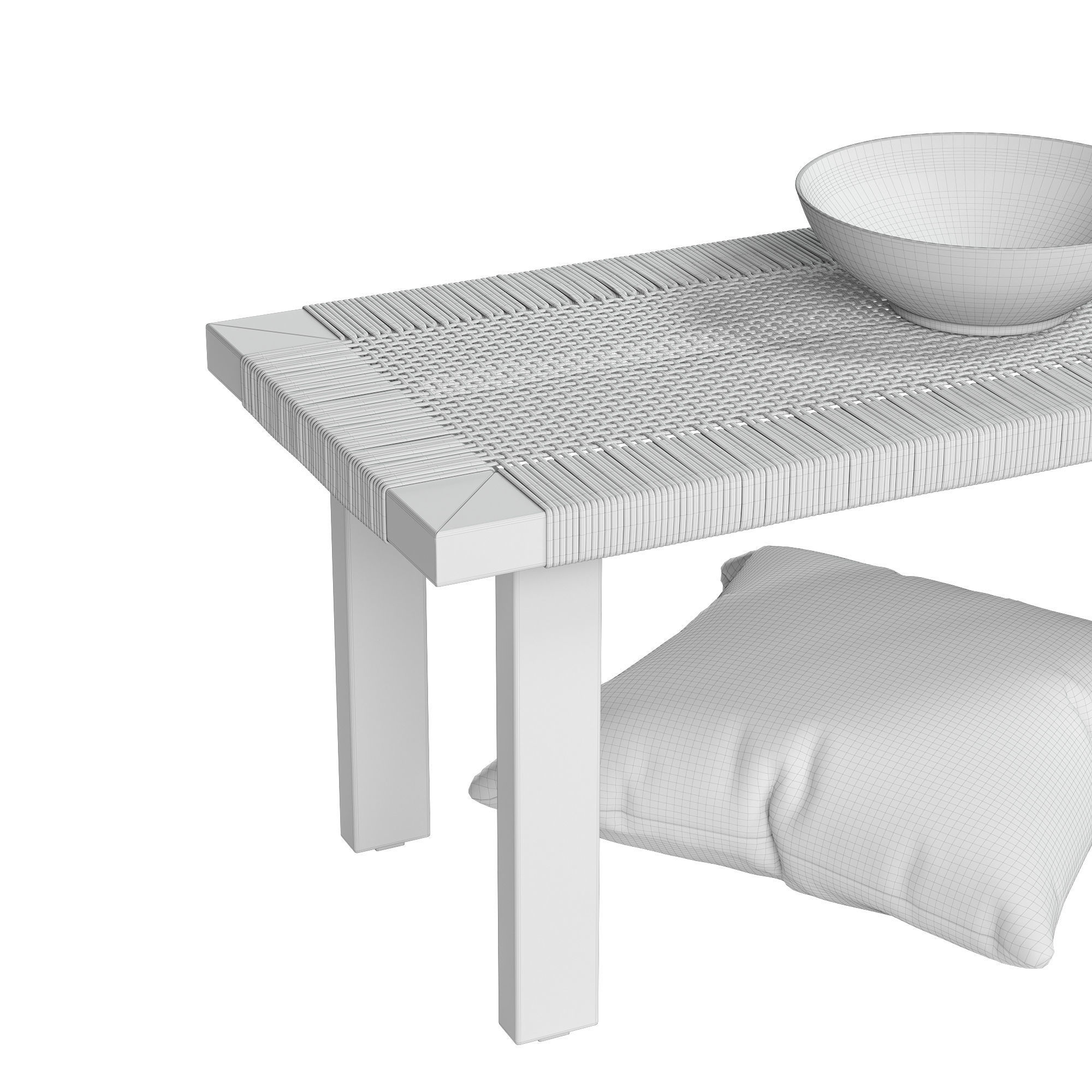 Rattan Coffee Table Set 3D model_8