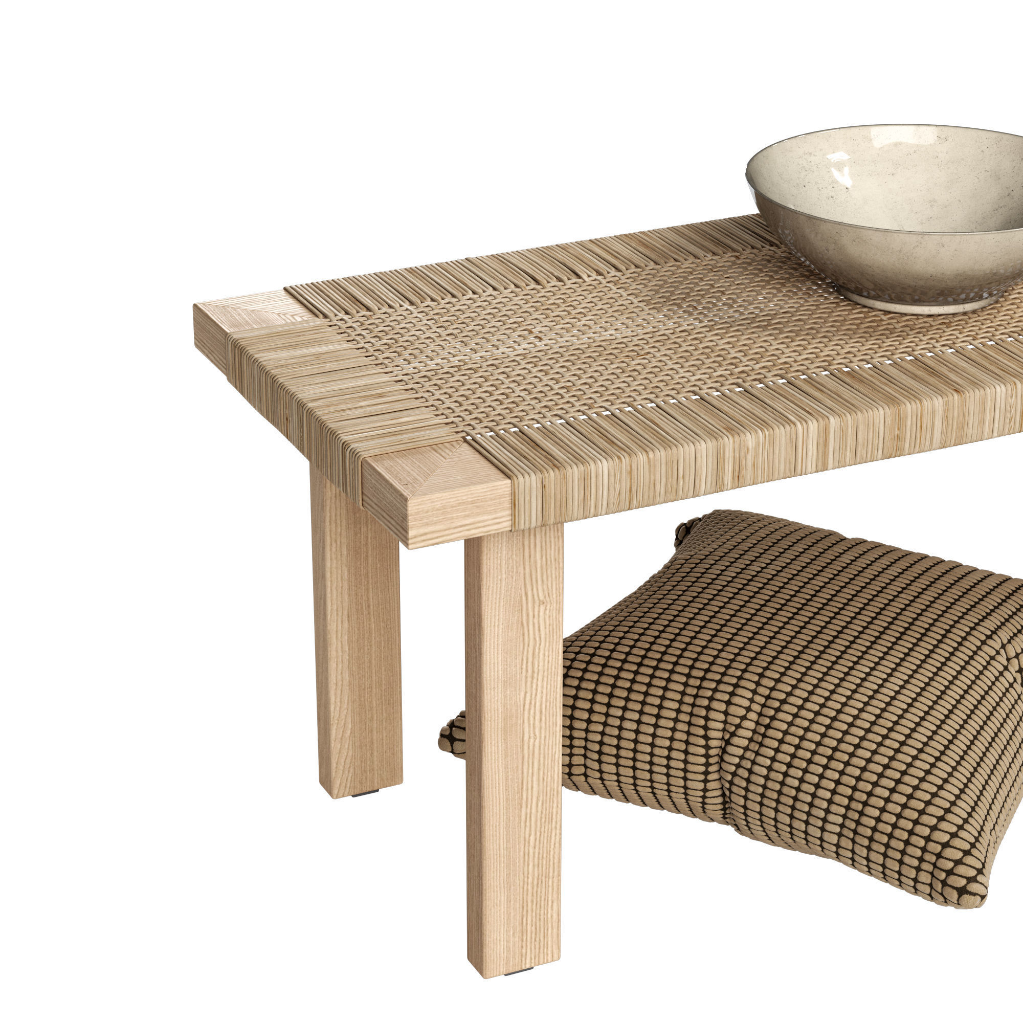 Rattan Coffee Table Set 3D model_3