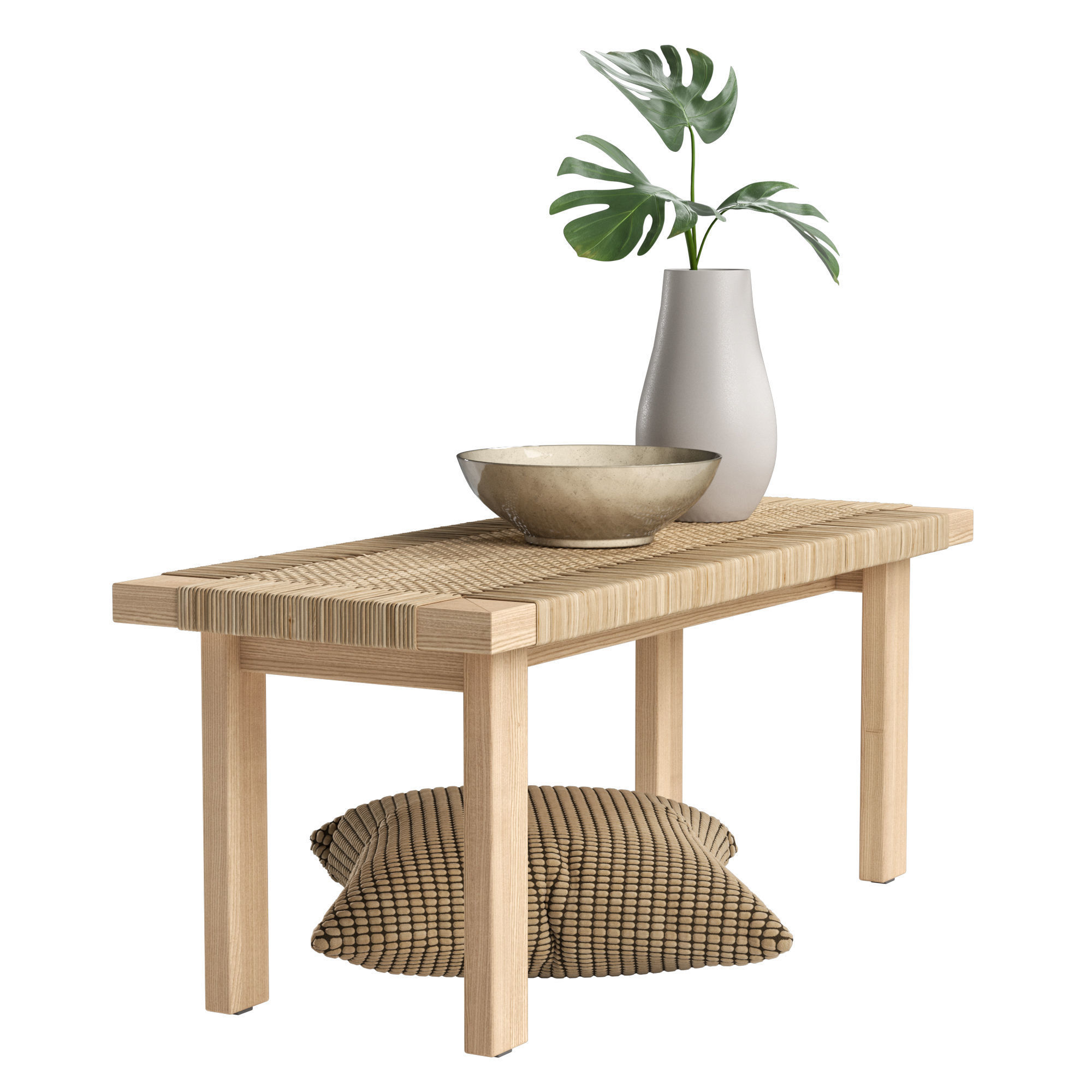 Rattan Coffee Table Set 3D model_1