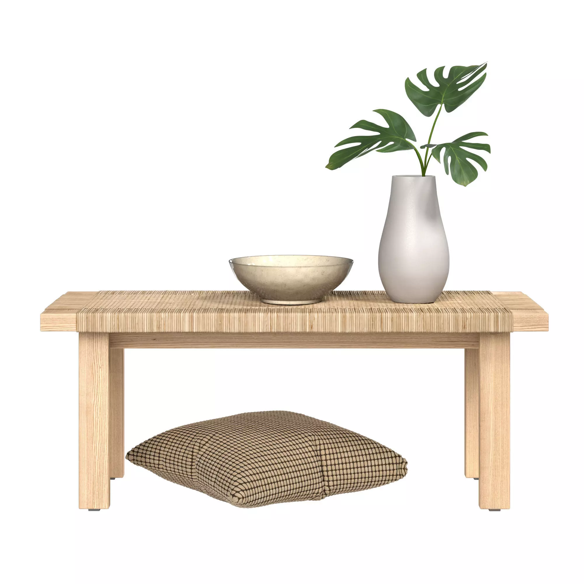 Rattan Coffee Table Set 3D model_0