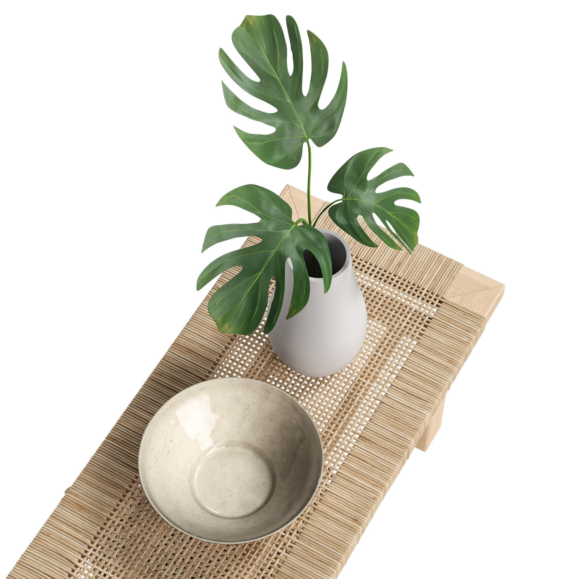 Rattan Coffee Table Set 3D model_5