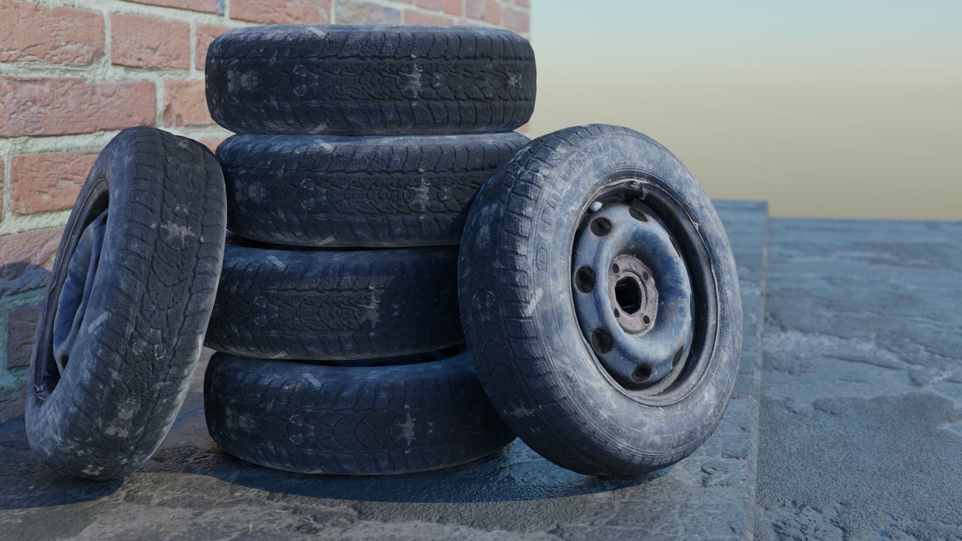 3D scanned tires Free low-poly 3D model_1
