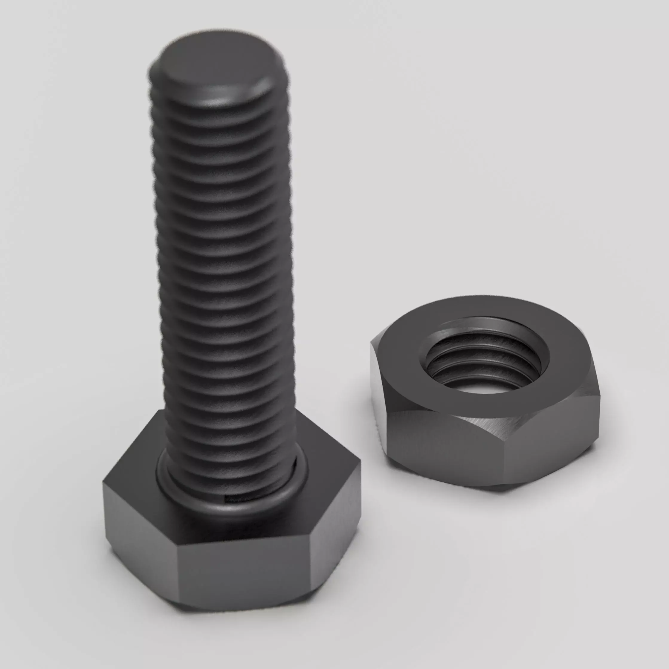 Screw and nut 3D print model_0