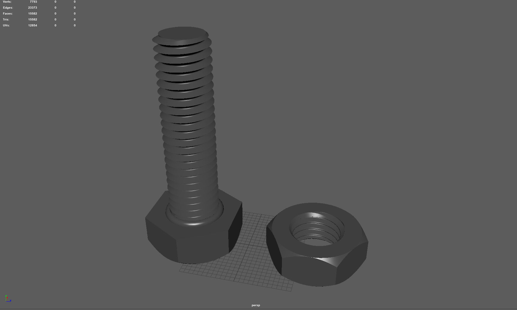 Screw and nut 3D print model_6